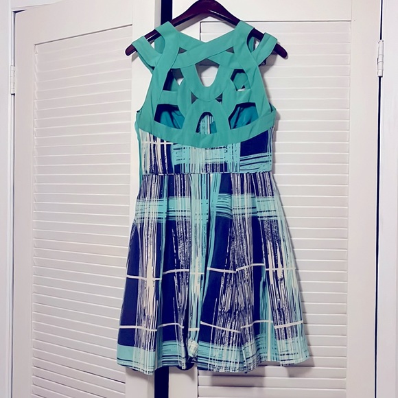 Tracy Reese aqua and navy dress size 8 - Picture 4 of 6